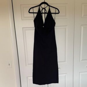 Abercrombie & Fitch Black Halter Keyhole Midi Dress size M tall